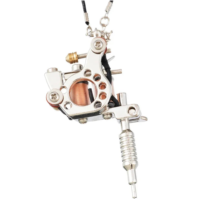 Tattoo Machine Charm Stainless Steel Pendant Necklace for Men Charm Pendant Necklace Qme