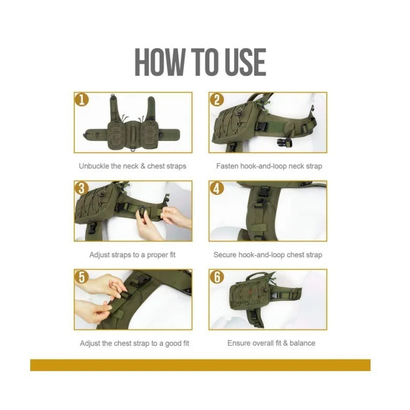 Nylon Tactical Dog Vest Harness – Medium & Large Dogs Tactical Dog Harness Qme