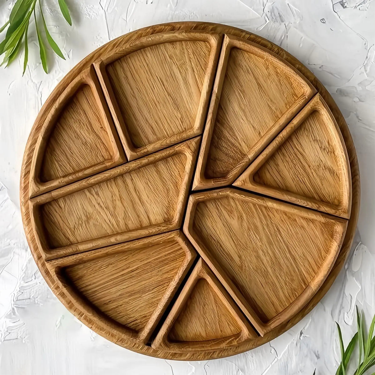 Wooden Divided Puzzle Serving Tray | Party Platter & Snack Board Wooden Serving Tray Qme