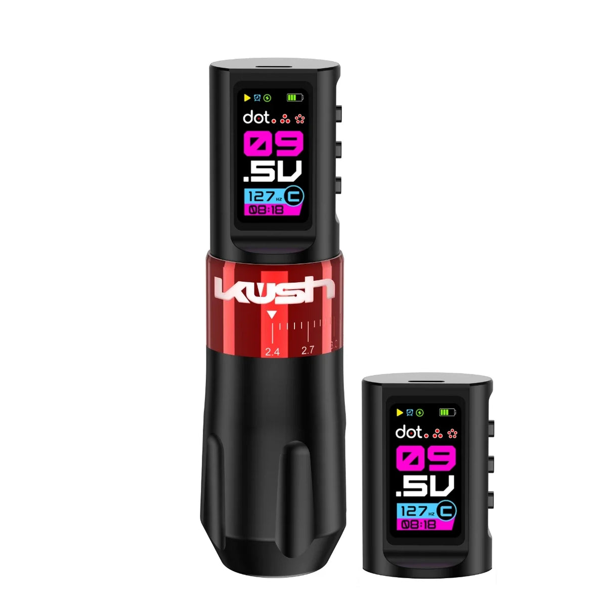 YRYTAT KUSH Wireless Tattoo Pen Machine | 7 Stroke 1800mAh Wireless Tattoo Machine Qme Red Dual Batteries