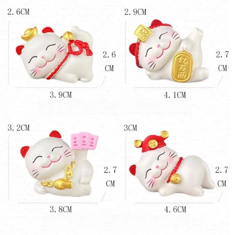 Lucky Cat Fortune Sculpture – Cute Resin Figurine for Desk & Office Decorative Figurine Qme