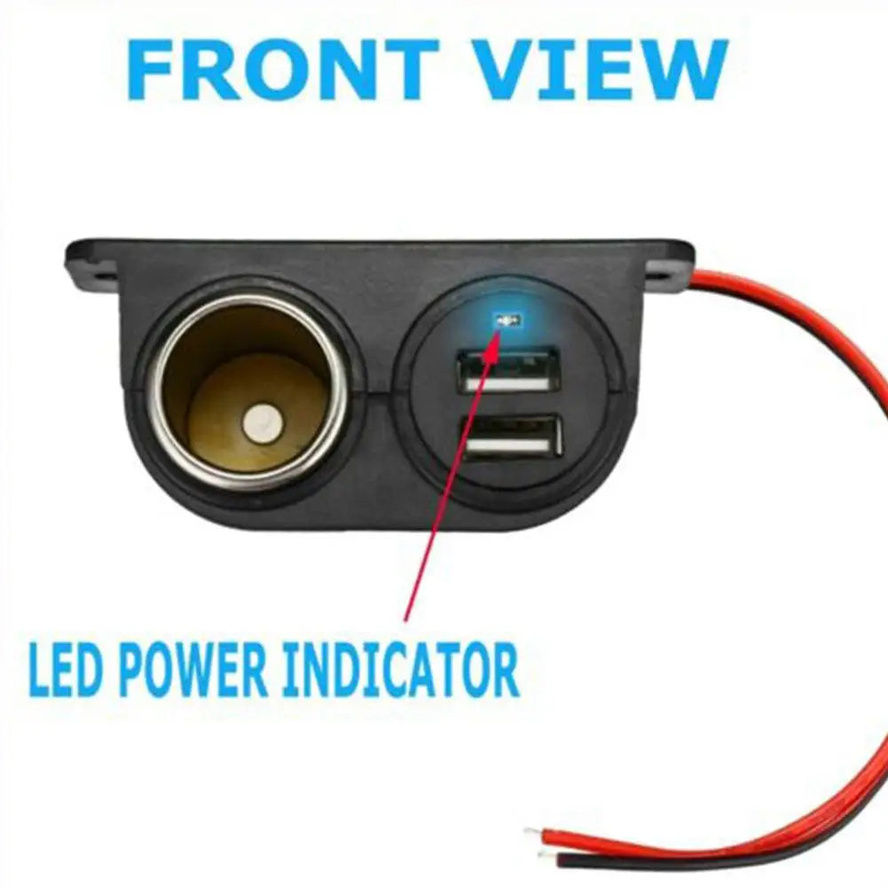 Car Cigarette Lighter Splitter – 3 Sockets & 2 USB Ports Car Charger Adapter Qme