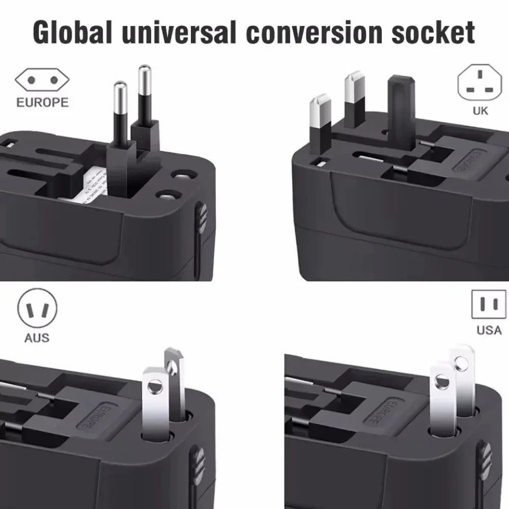Universal Travel Adapter EU UK US AU | USB-C PD Fast Charger Travel Power Adapter Qme