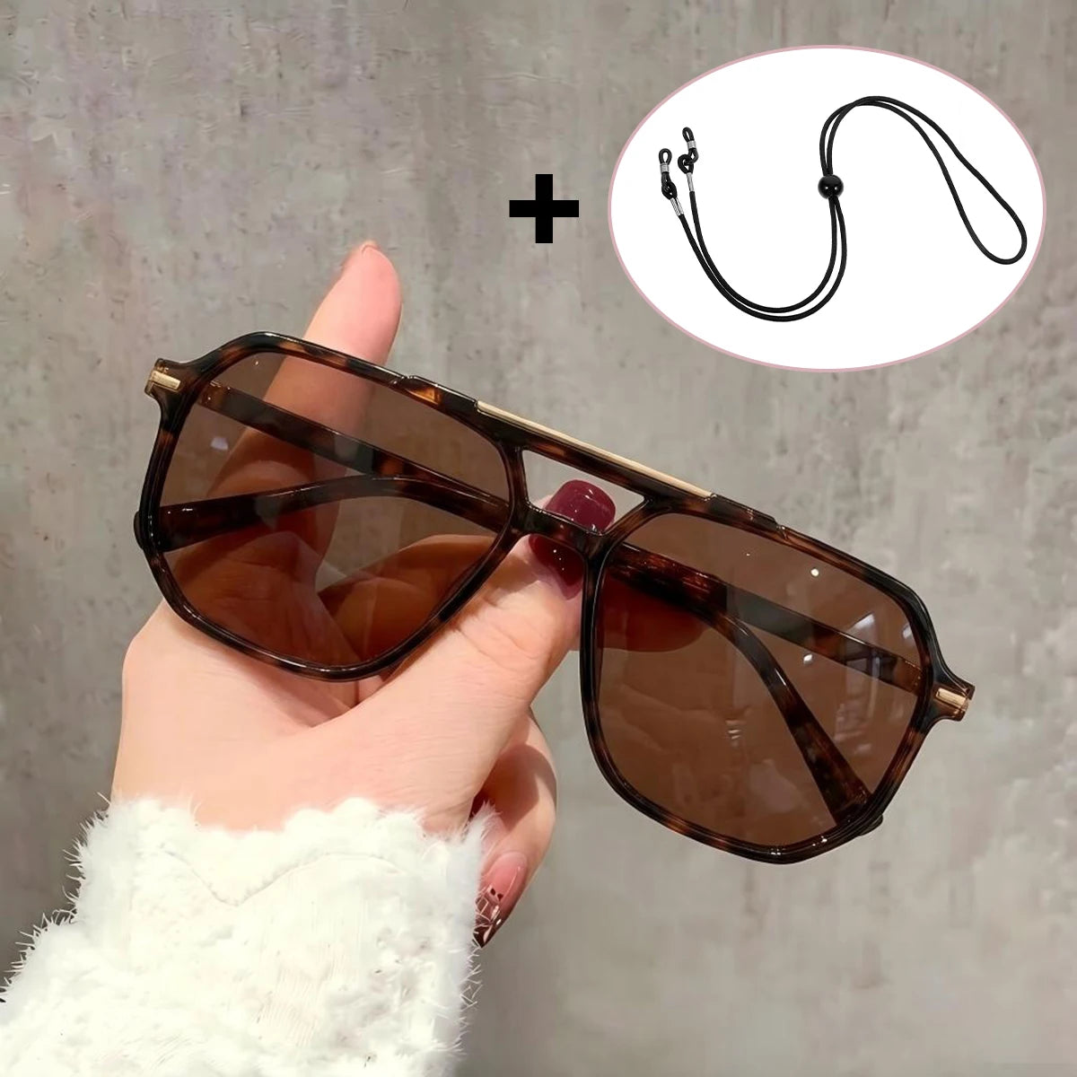 VOPHA Square UV400 Gradient Sunglasses – Double Bridge Style Fashion Sunglasses Qst Tortoise brown