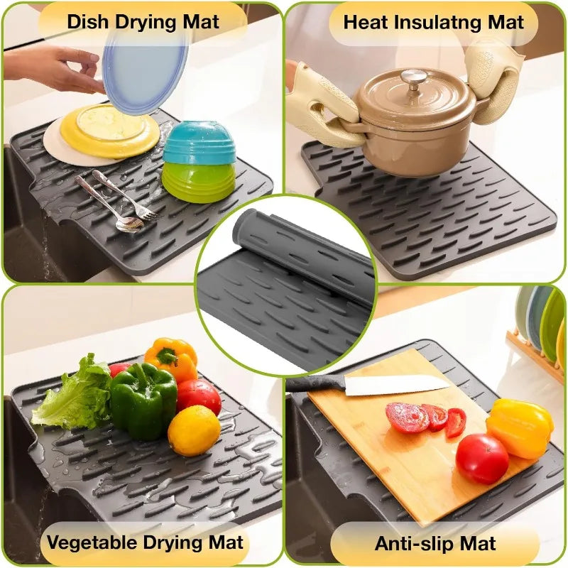 Silicone Kitchen Sink Drain Mat – Non-Slip Drying Filter Mat Sink Drain Mat Qme