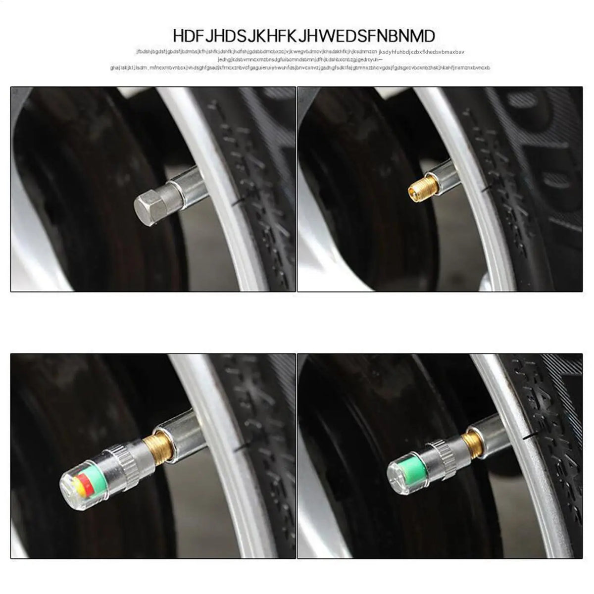 Tire Pressure Monitoring Valve Caps – 4-Pack Color Sensor Tire Pressure Caps Qme
