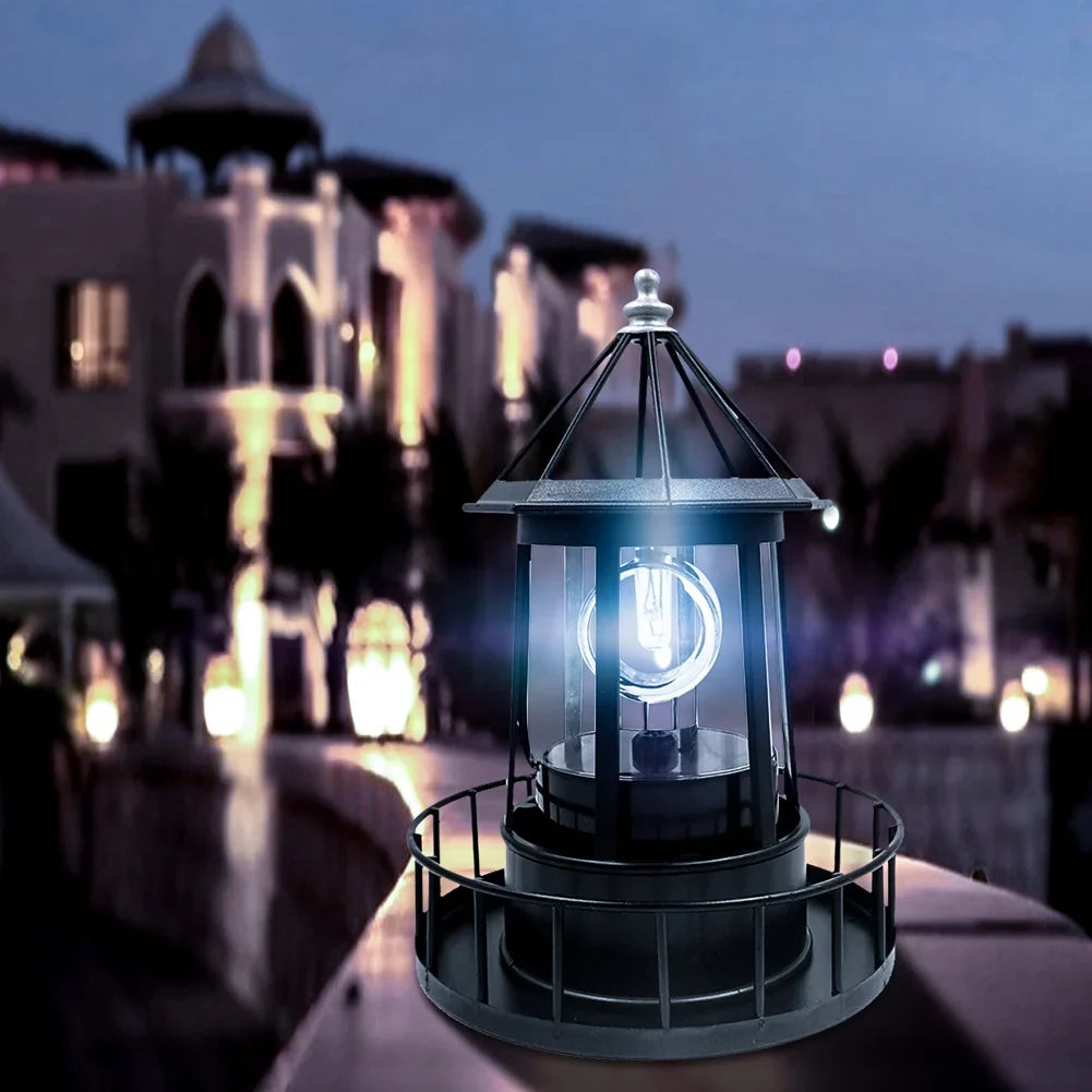Lighthouse Solar LED Garden Light – Rotating Beam Outdoor Lamp Solar Garden Light Qme