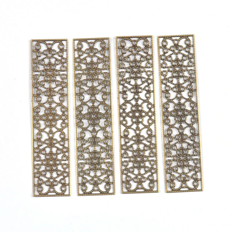 Rectangle Flower Filigree Metal Connectors – DIY Jewelry & Crafts Filigree Craft Connectors Qme Bronze