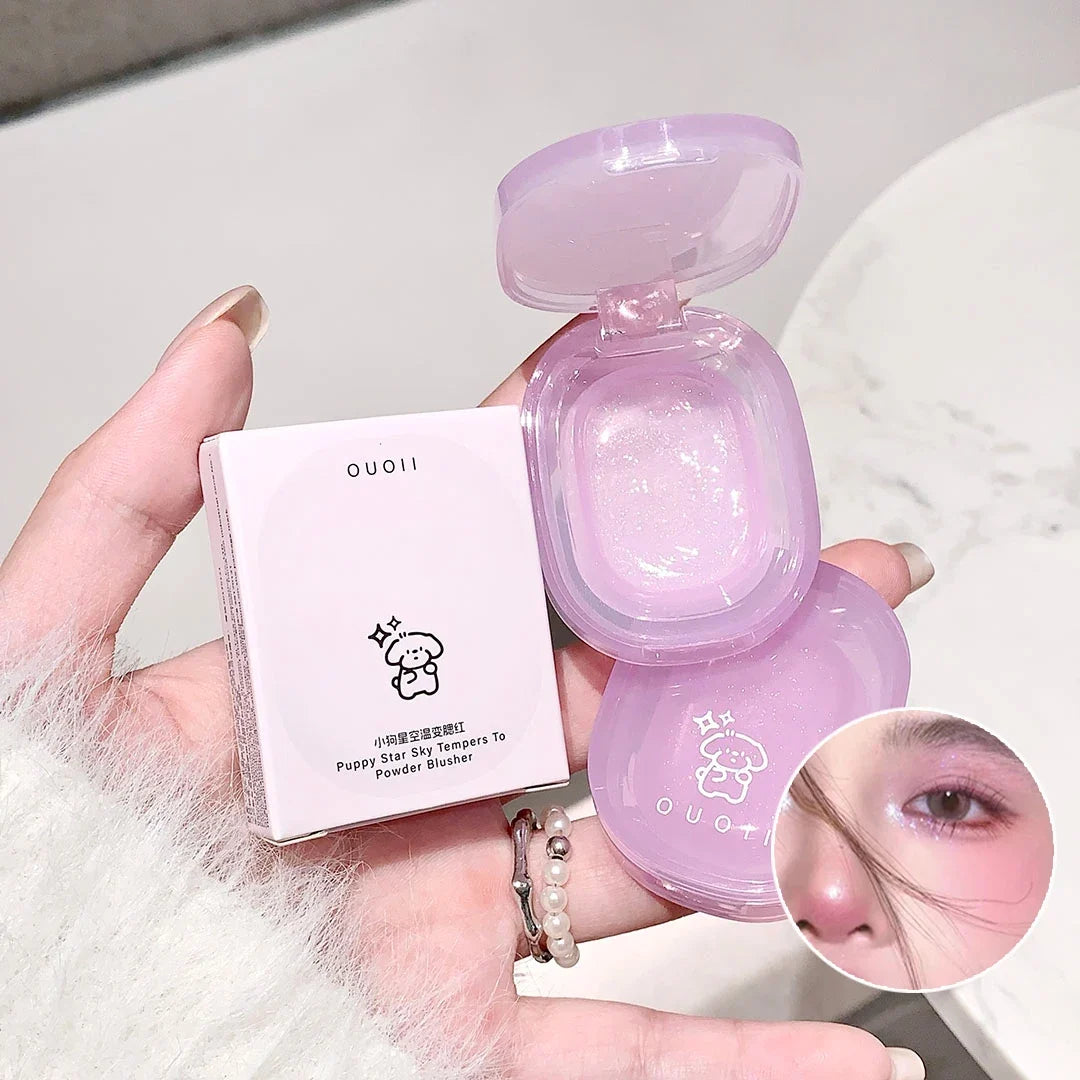 OUOII Pup Star Temperature-Changing Blush – Natural & Long-Lasting Blush Compact Qme