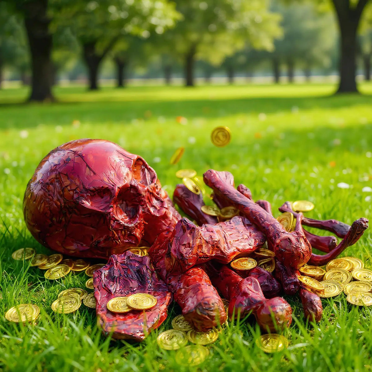 Red Skull Skeleton Decoration – Indoor & Outdoor Halloween Prop Halloween Skull Prop Qme