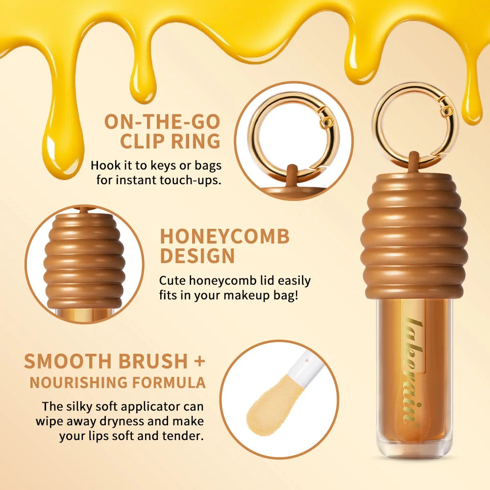 Lakerain Brazilian Honey Lip Gloss – Moisturizing & Plumping Lip Gloss Qst