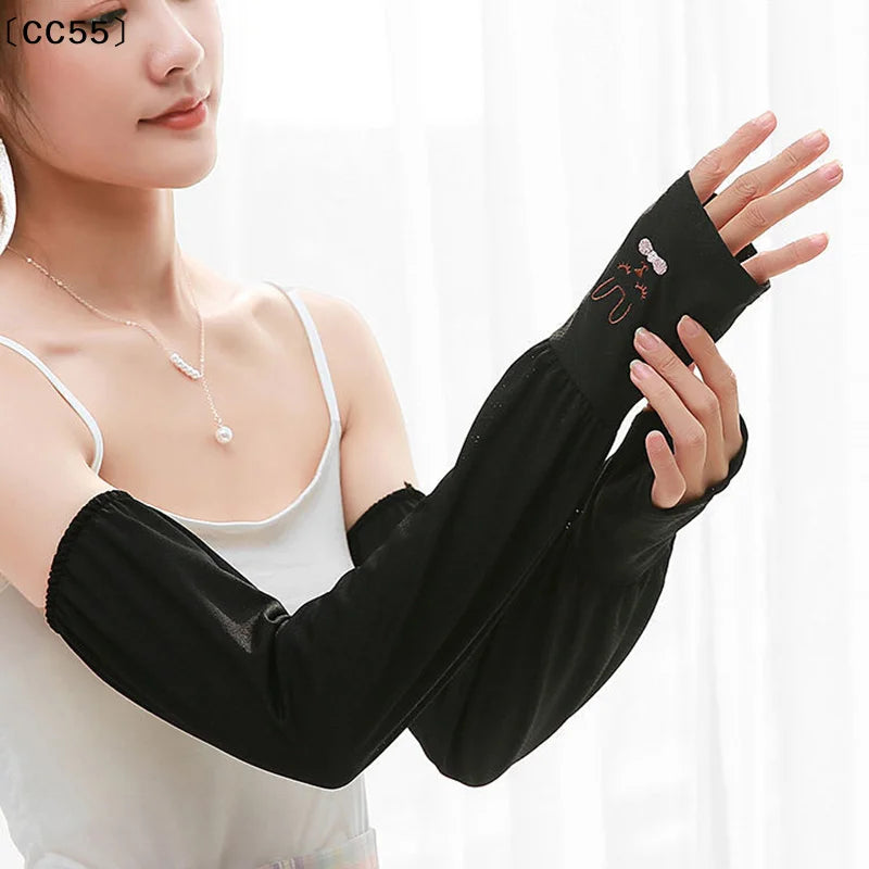 Ice Silk UV Arm Sleeves – Unisex Fingerless Sun Cover UV Arm Sleeves Qst