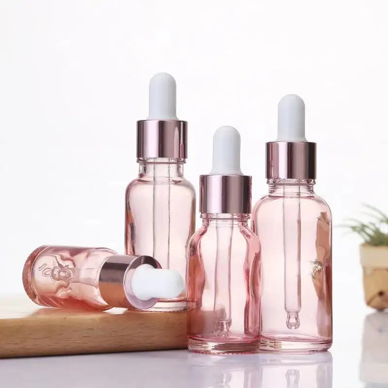 Pink Glass Dropper Bottles Refillable Rose Lid – 10/30/50ml Glass Dropper Bottles Qme