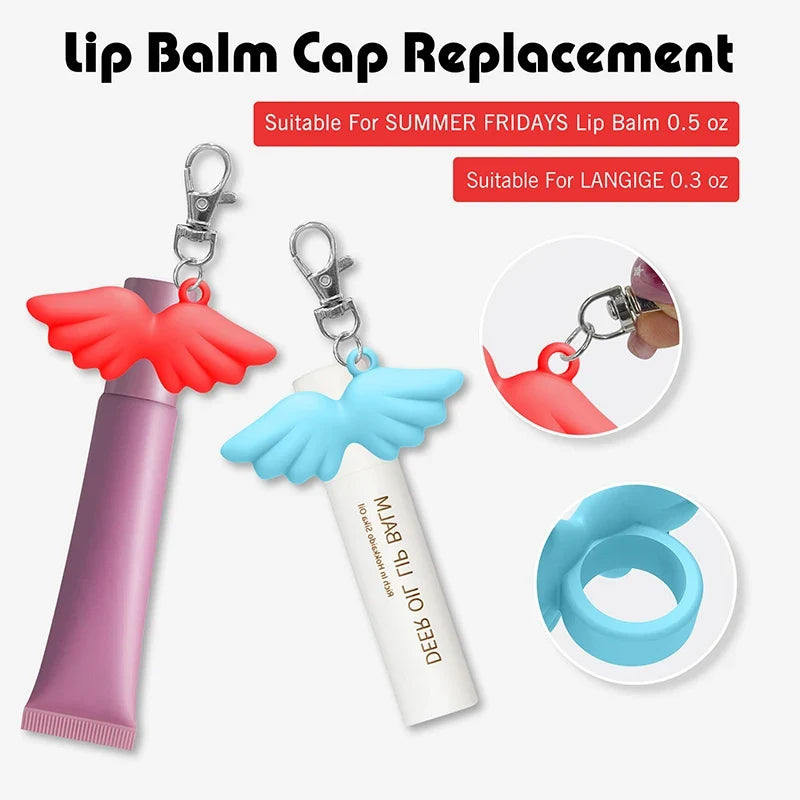 Silicone Lip Balm Keychain Cap | Portable Lip Gloss Case Lip Balm Keychain Case Qme