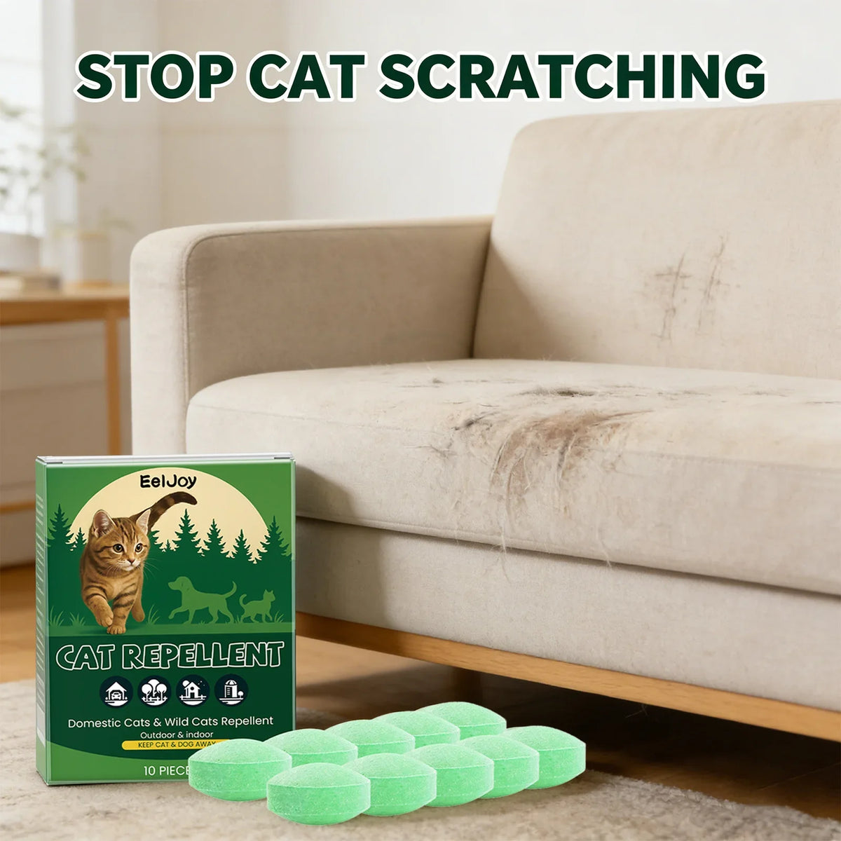 Indoor Cat Repellent Pill – Stops Biting, Gnawing & Scratching Cat Behavior Deterrent Qme