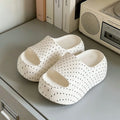 Women's Polka Dot Platform Slides – Thick EVA Sole Slippers Platform Slides Qst White 37-38
