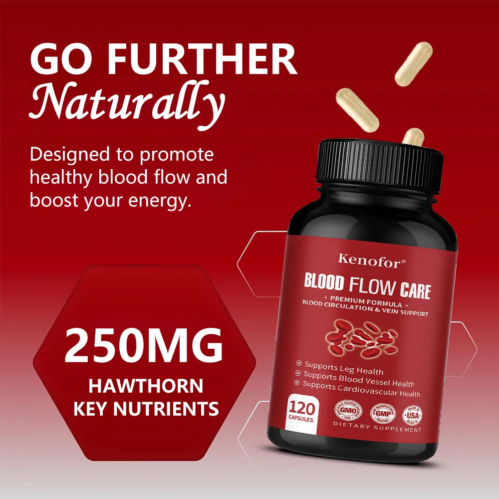 VitalXtra Blood Flow & Circulation Capsules | 60ct Herbal Herbal Supplement Capsules Qst
