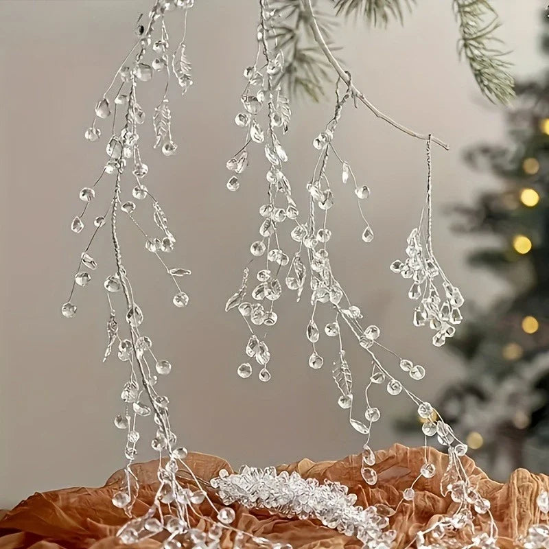 Artificial White Ice Vine Hanging Flower Christmas Tree Decor Artificial Flower Decor Qme