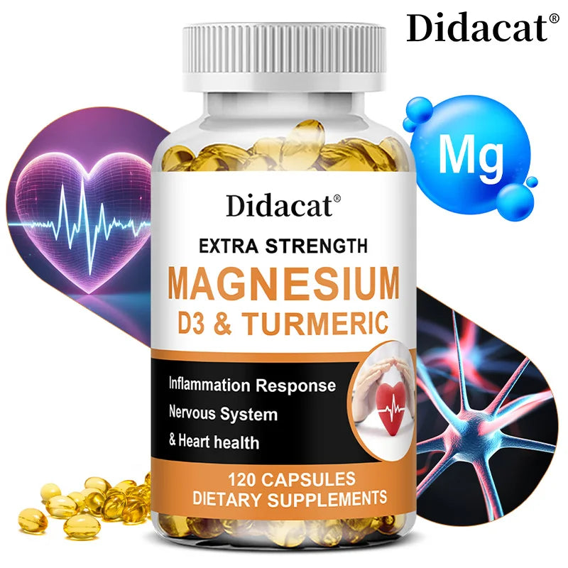 Calcium Magnesium Vitamin D3 & Turmeric Capsules – 60ct Vitamin Supplement Qst