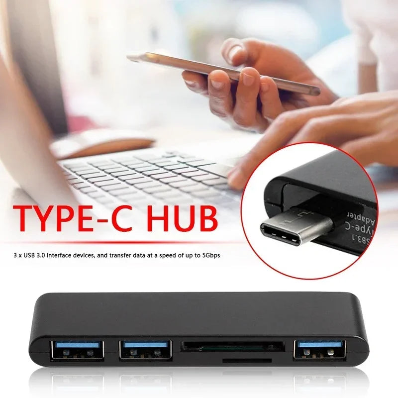 USB 3.0 Hub Splitter 5Gbps with SD TF Card Reader Adapter USB Hub Adapter Qme