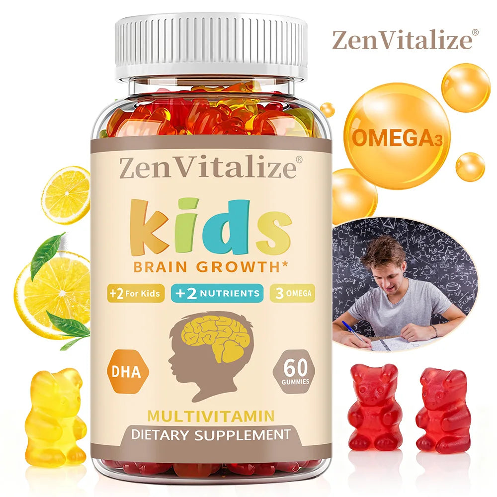 ZENVITALIZE Kids Omega 3 DHA Gummies – Brain & Immune Support Kids Vitamin Gummies Qst