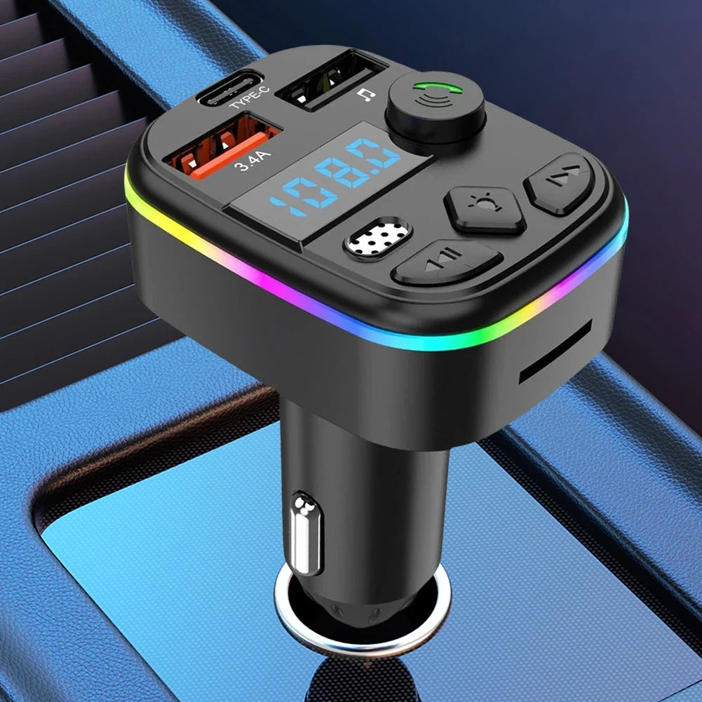 Car Bluetooth 5.3 FM Transmitter – Hands-Free MP3 Player Car FM Transmitter Qme