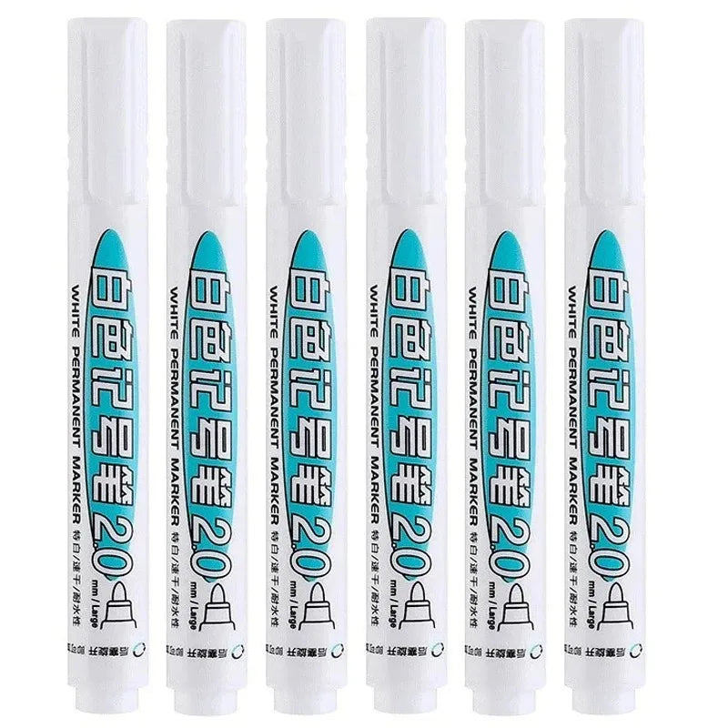 White Permanent Paint Marker Pens | 0.7mm Waterproof Tip Paint Marker Pens Qme 6Pcs-2.0 mm