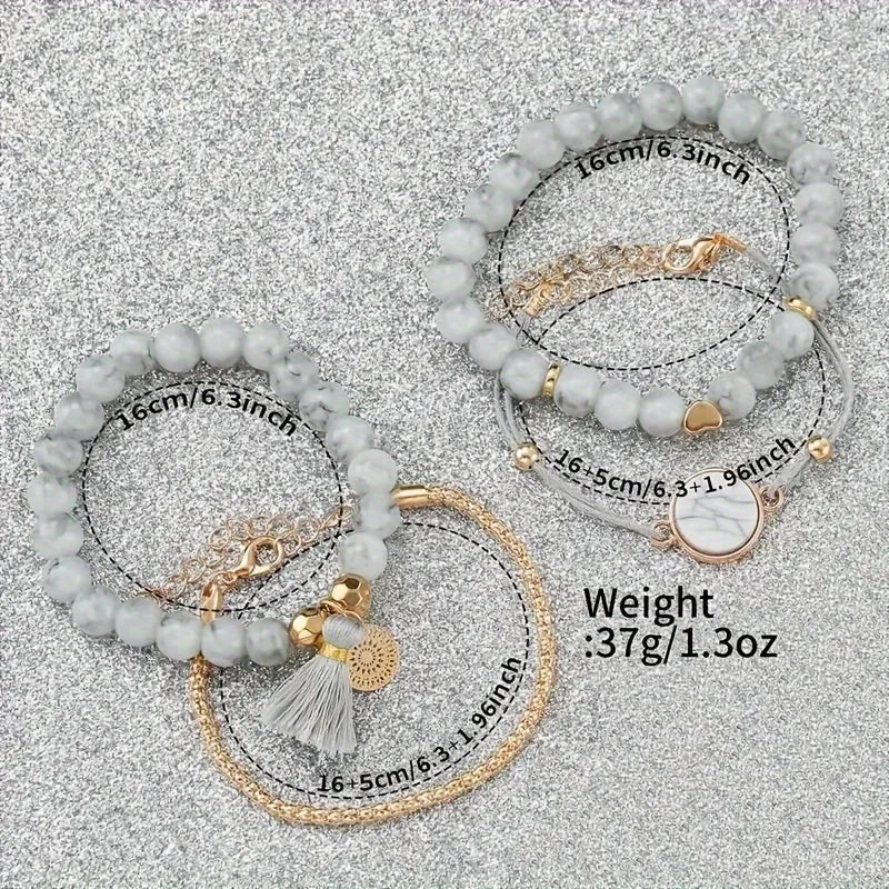Chic Women's Quartz Watch Marble-Pattern Silicone Strap Set Women's Fashion Watch Qme