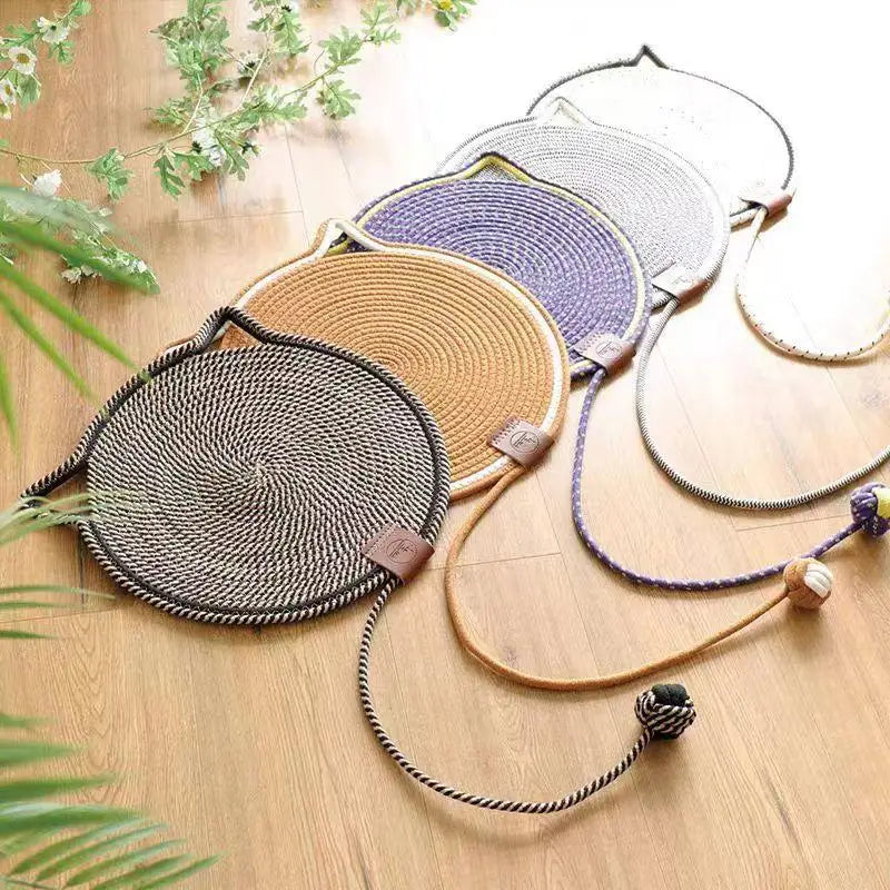 Round Cat Scratching Board – Indoor Hemp Rope Scratcher Mat Cat Scratcher Mat Qme