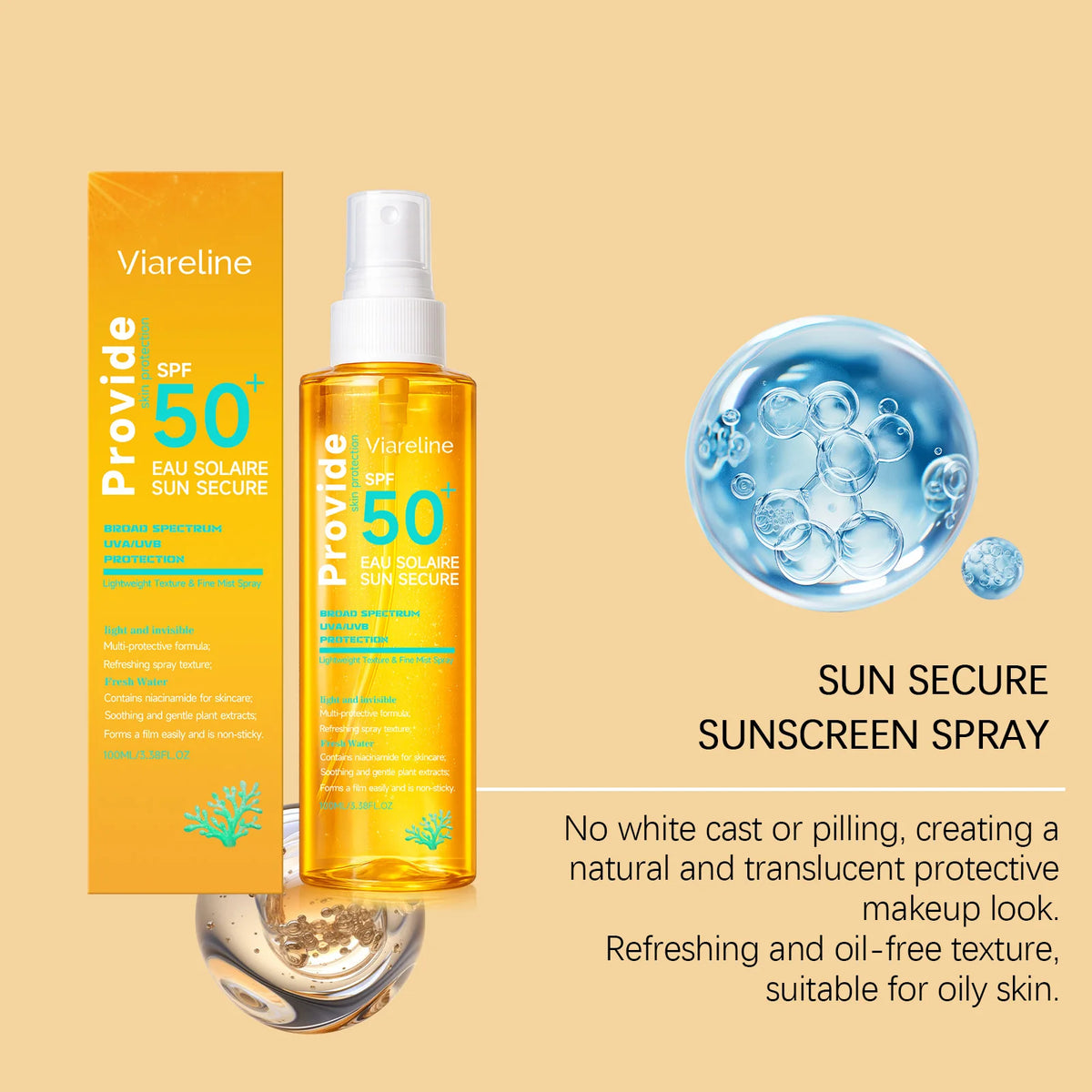 VIARELINE SPF 50 Sunscreen Spray 100ml – Lightweight & Hydrating Sunscreen Spray Qst