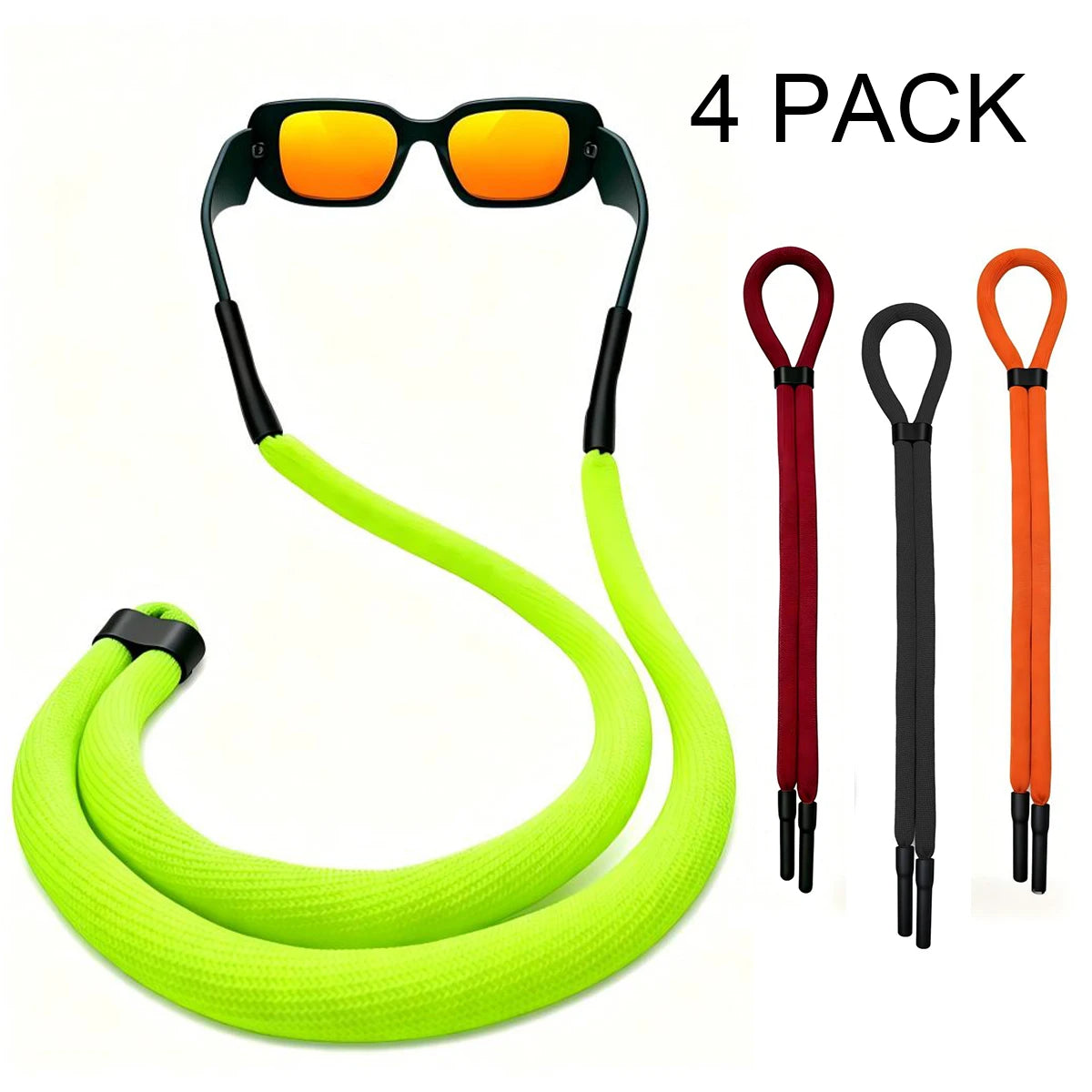 Floating Sports Glasses Strap – Anti-Slip Adjustable Cord | VOPHA Eyewear Strap Qst 4pc-G R B O