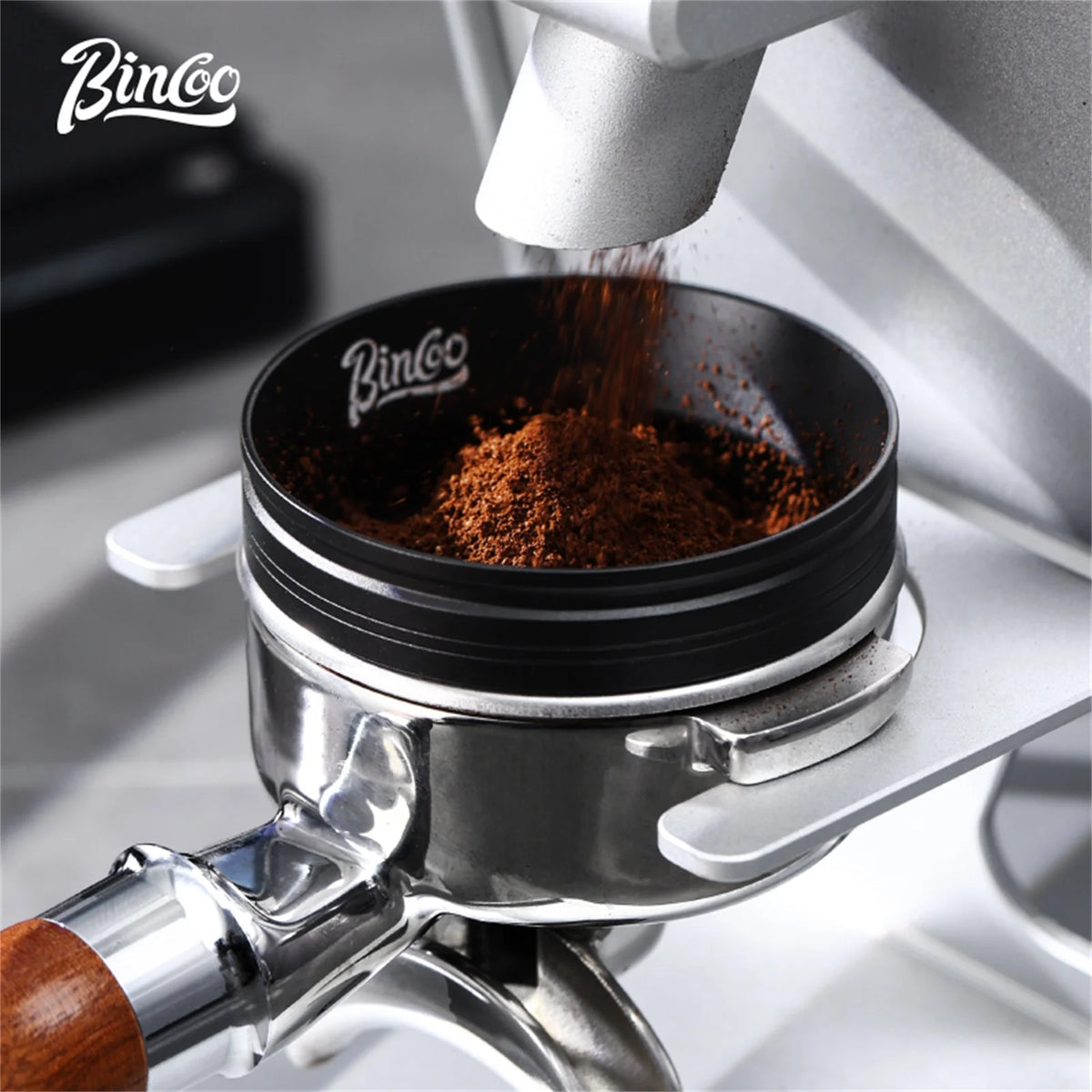 Bincoo Magnetic Dosing Ring 51mm 58mm Portafilter Funnel Tool Espresso Dosing Ring Qst 58mm silver