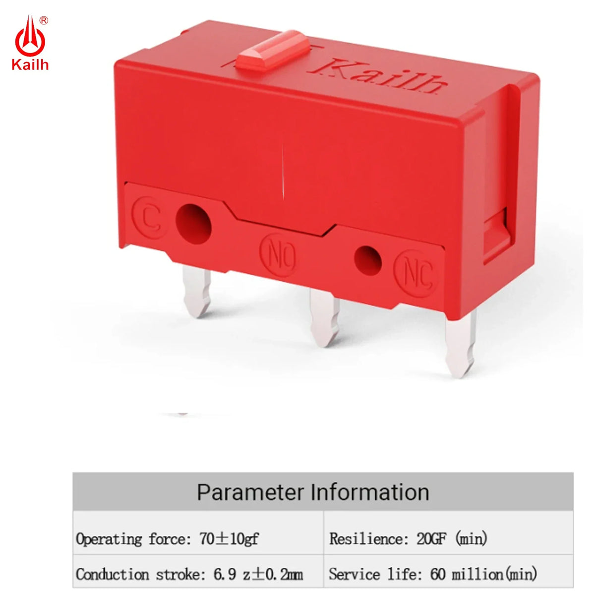 Kailh GM 4.0 Red Dot 3-Pin Mouse Micro Switch – 60M Clicks Mouse Micro Switch Qme