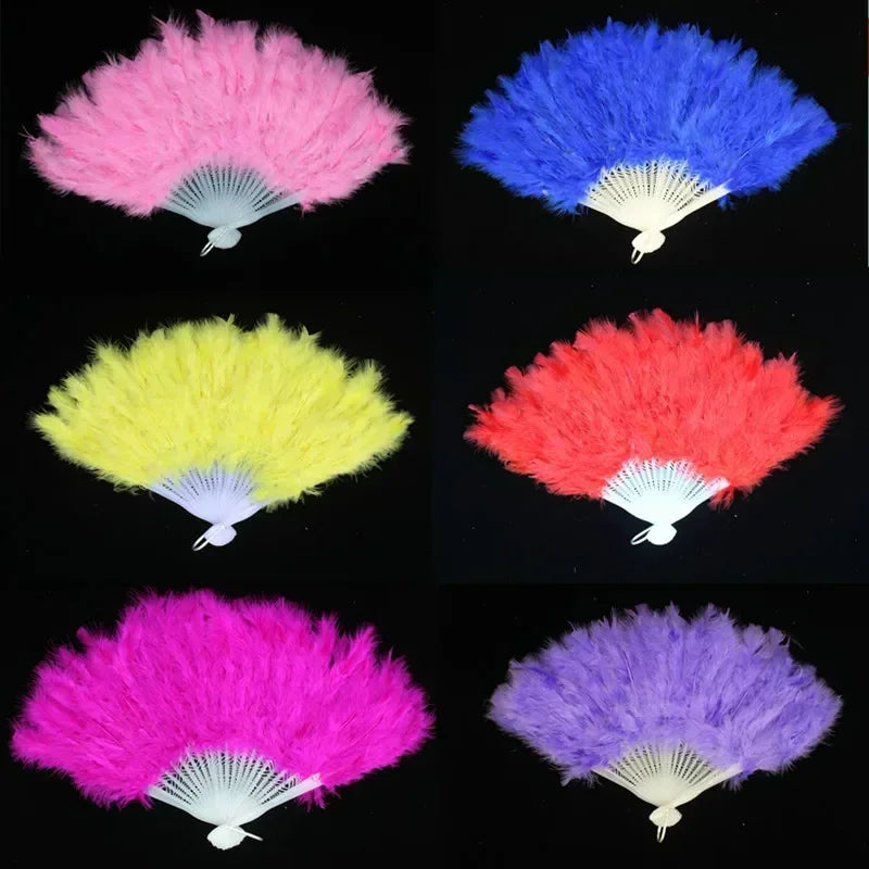 Soft Fluffy Feather Fan – Burlesque Dance & Fancy Dress Costume Feather Fan Qme