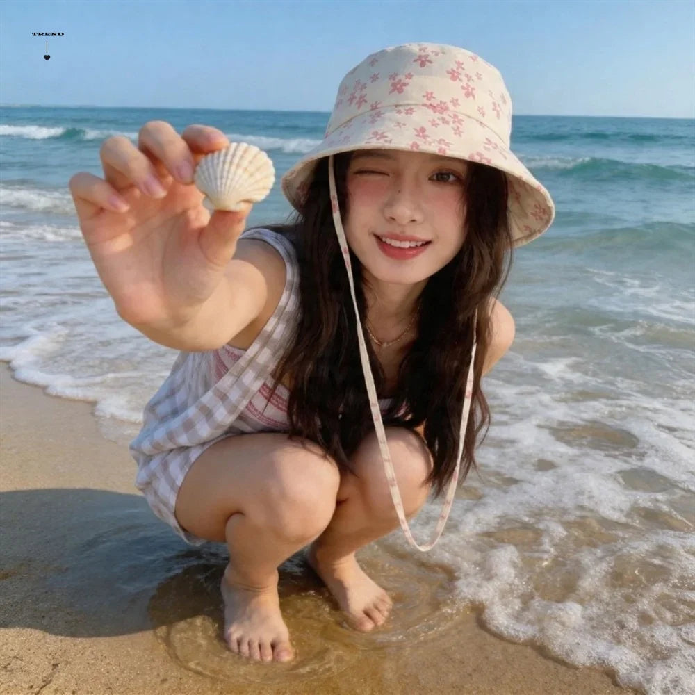 Floral Double-Sided Bucket Hat – Foldable Wide Brim Sun Hat Bucket Hat Qme