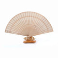 Sandalwood Scented Folding Hollow Wooden Hand Fan – 22 Ribs Decorative Hand Fan Qme A