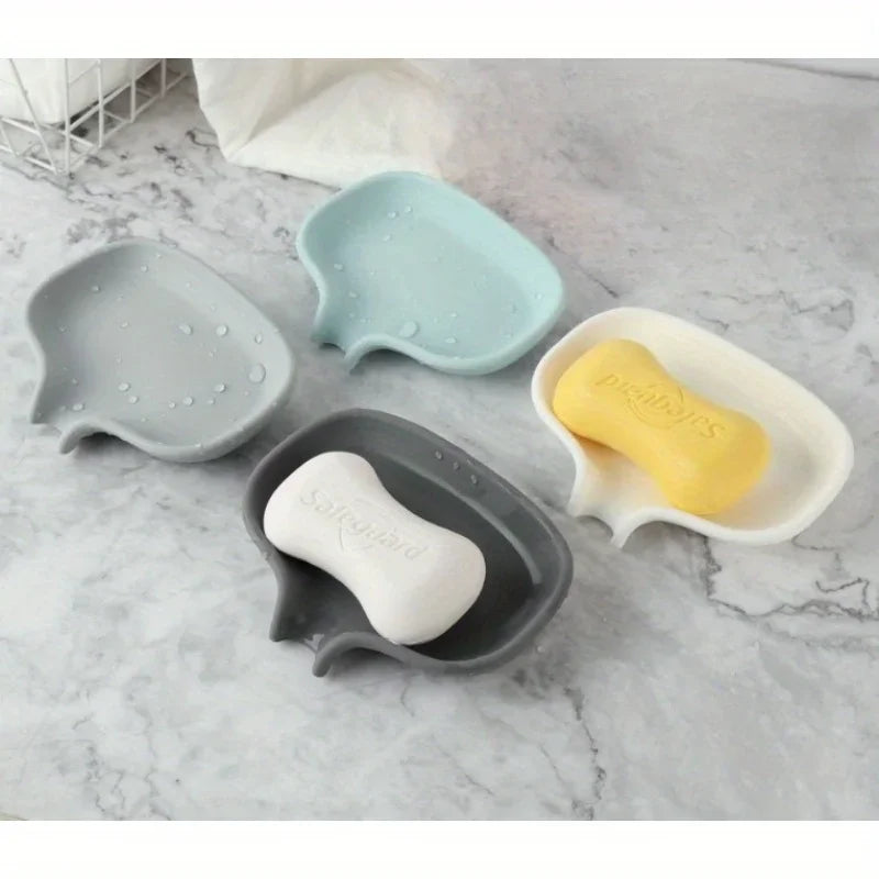 Flat-Bottom Soap Dish with Drainage Tray – Bathroom Holder Soap Dish Qme