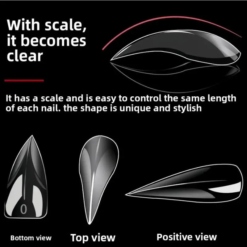 Clear Curved Stiletto False Nail Tips Eagle Claw 120/140 Pcs False Nail Tips Qst