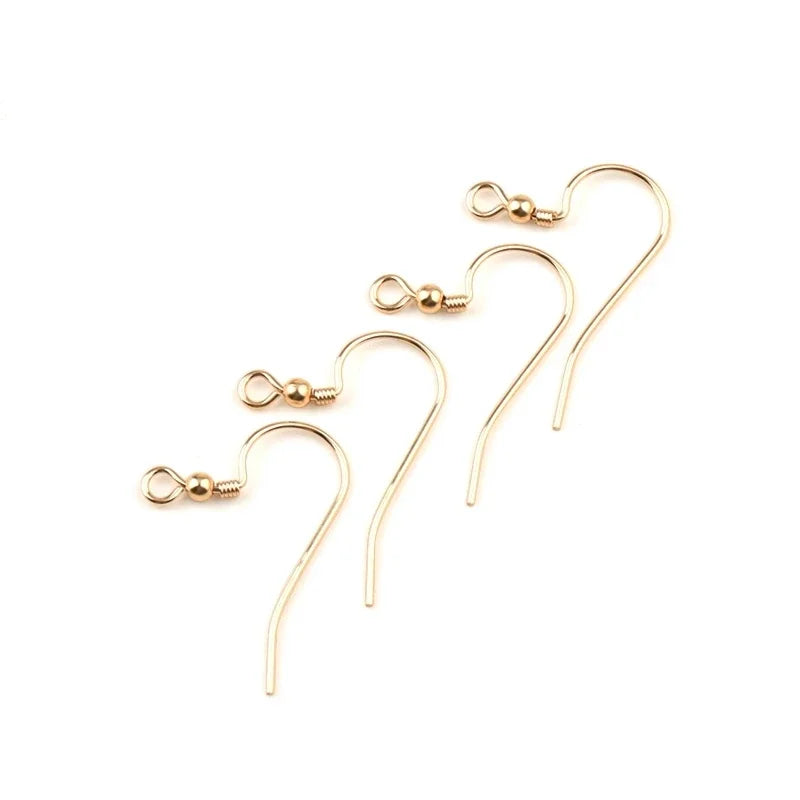 14K Gold Filled Ear Wire Hooks with Beads – DIY Earring Pair Earring Findings Qme