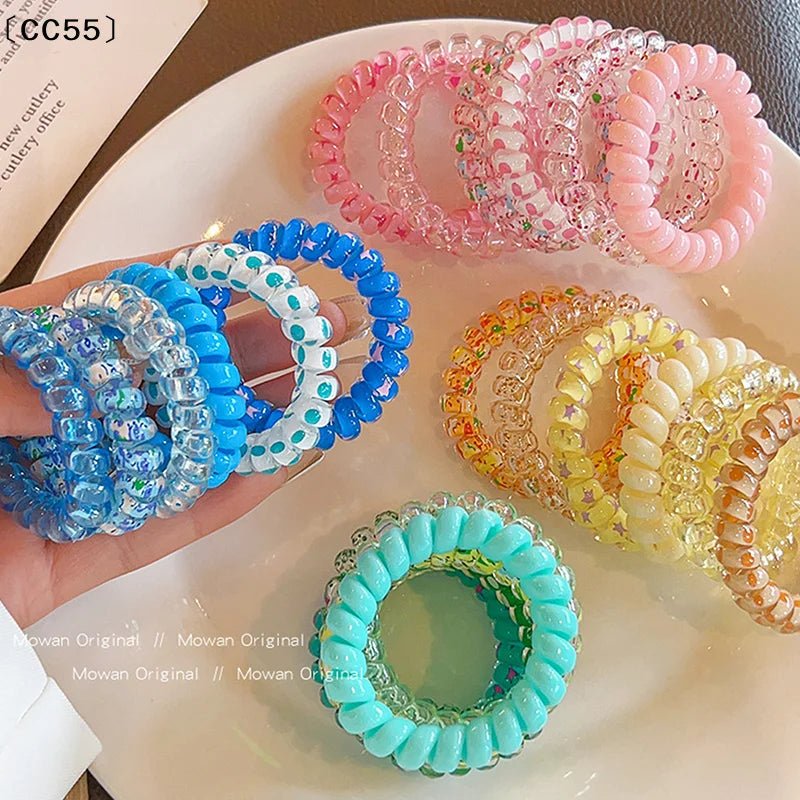 6-Pack Candy Color Spiral Hair Ties – High Elasticity Coil Bands Hair Ties Set Qst