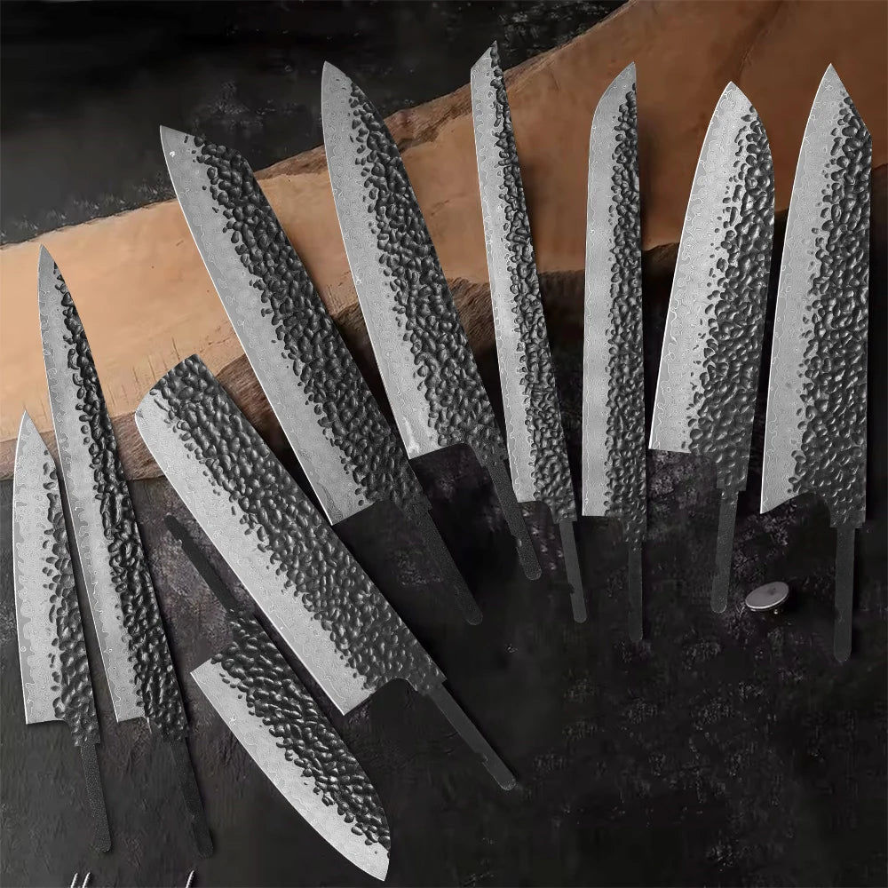 TURWHO Damascus VG10 Blank Knife Blades – DIY Chef Knife Set Blank Knife Blade Qst