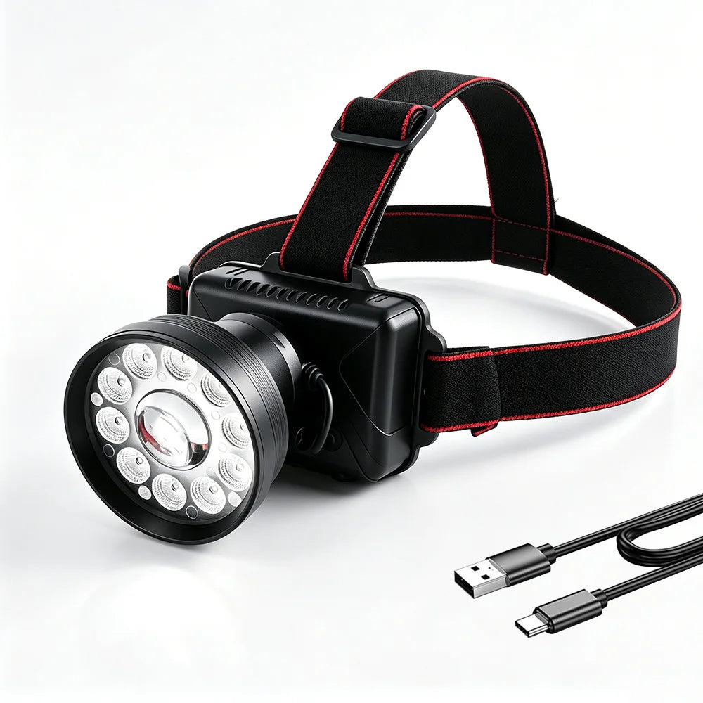 BORUiT UV LED Headlamp | Motion Sensor, Type-C Rechargeable Rechargeable Headlamp Qst Black