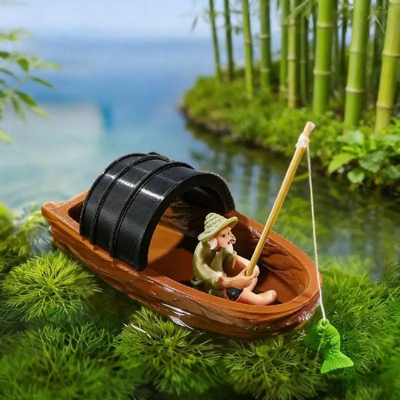 Mini Boat Model Fish Tank Decoration – Floating Aquarium Decor Aquarium Decoration Qme A1