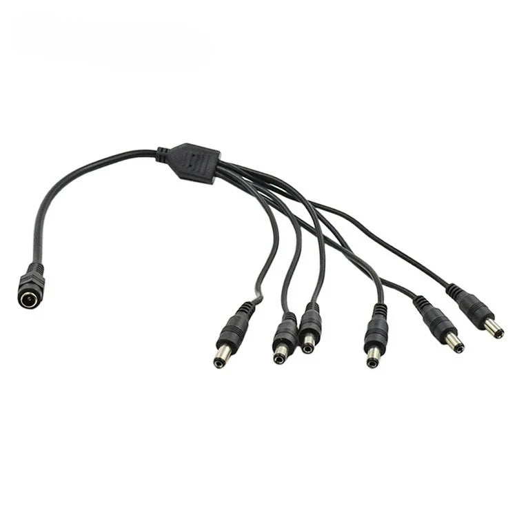 DC Power Splitter Cable 1-to-6 Branch Cord Adapter 5.5mm DC Power Splitter Cable Qme DC 1 to 6 Line