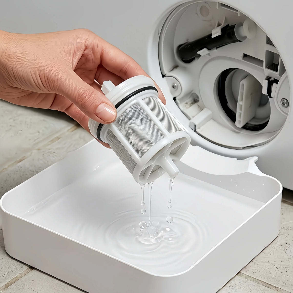 Washing Machine Drain Water Tray & Lint Filter | No Overflow Washing Machine Tray Qme