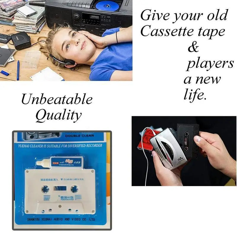 Cassette Tape Head Cleaner – Wet & Dry Audio Recorder Cleaning Cassette Head Cleaner Qme