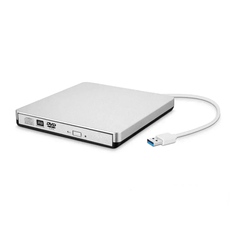 Portable USB 3.0 External Slim DVD-ROM Optical Drive | Qme External Optical Drive Qme white