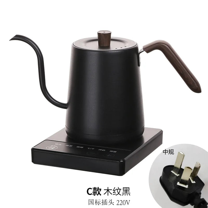 Electric Gooseneck Kettle with Temperature Control – Stainless Electric Gooseneck Kettle Qst Black wood grain AU