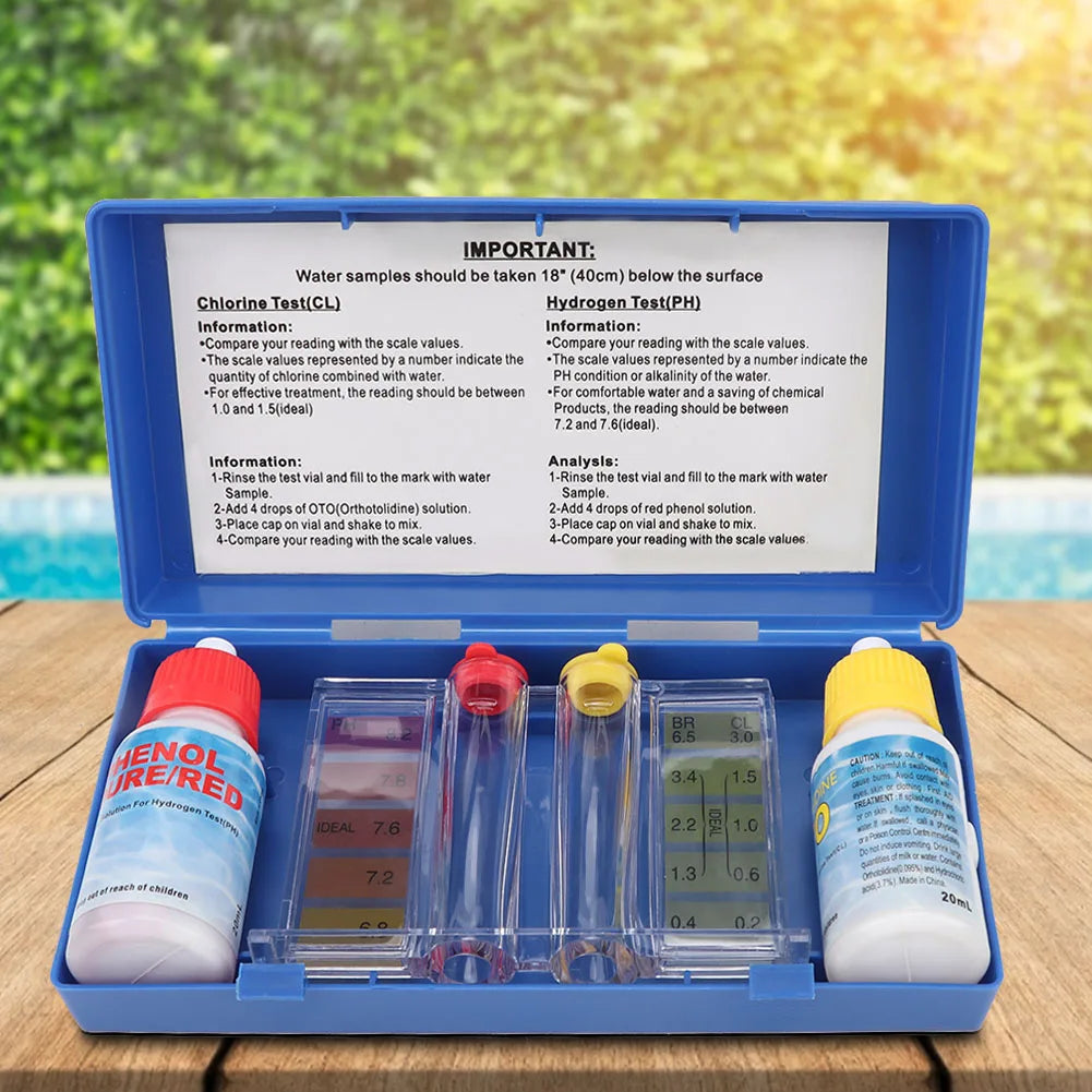 Pool pH & Chlorine Water Test Kit with Storage Box Pool Water Test Kit Qme