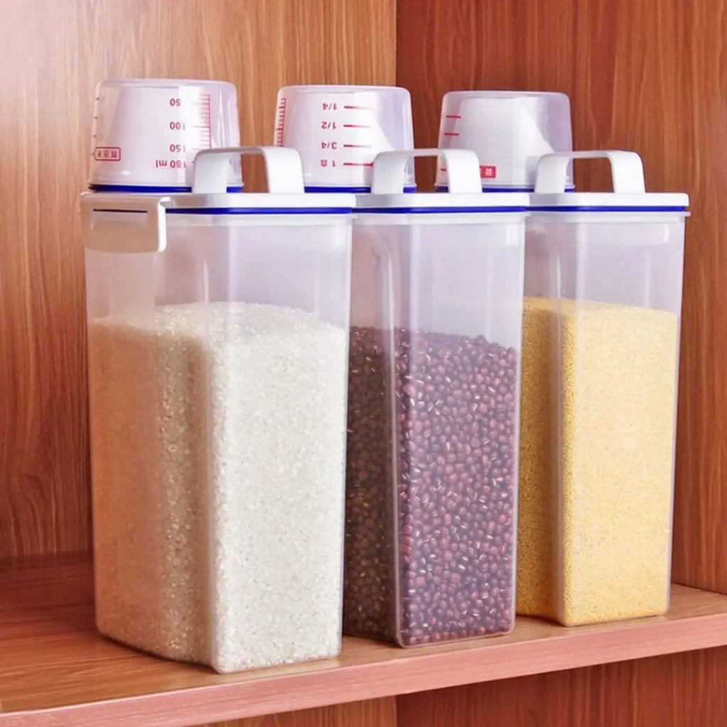 Rice & Grain Food Storage Canister with Measuring Cup Food Storage Canister Qme